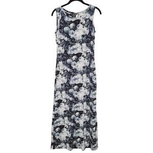 Vintage Y2K Rich Birds Floral Maxi Dress Medium Large Roses Grunge Sleeveless